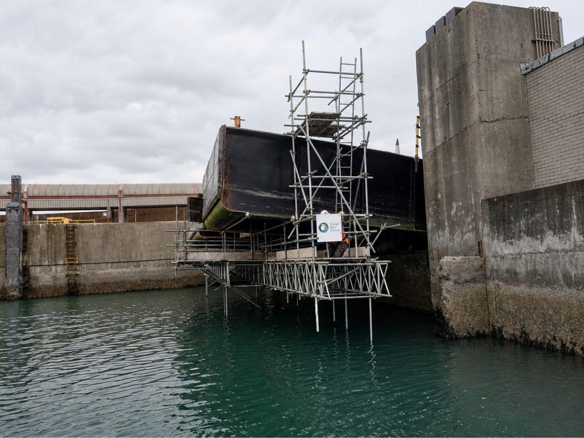 Scaffolding erected on a waterside project in Dublin